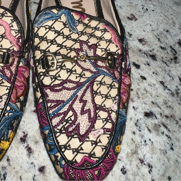 Sam Edelman Linnie Floral Embroidered Horsebit Slip On Loafers Size 7 - Picture 4 of 9